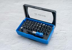 PROMOCJA-ZESTAW BITÓW 1/4" 32cz. Z UCHWYTEM 7702-25 +753-63, PŁASKIE 3 - 6mm, PH1-PH3, PZ1- PZ3, HEX 3 - 6mm, TORX T10 -T40 King Tony 1032CQ