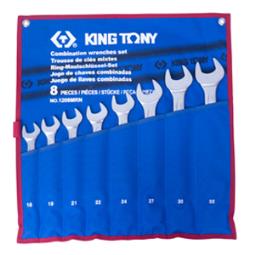 PROMOCJA-ZESTAW KLUCZY PŁASKO-OCZKOWYCH 8cz. 18 - 32mm. ETUI King Tony 1208MRN