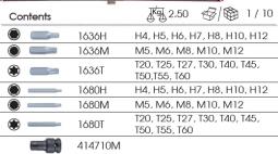 ZESTAW BITÓW 10mm 43cz. Z UCHWYTEM UDAROWYM 414710M, HEX 4 - 12mm, TORX T20 - T60, SPLINE 5 - 12mm, KASETA King Tony 1043CQ