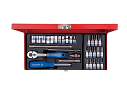 ZESTAW NARZĘDZI 1/4" 31cz. NASADKI 12-kąt. 4 - 13mm, T8 -T30, HEX 3 - 10 Z GRZECHOTKĄ I AKCESORIAMI, KASETA  King Tony 2031MR