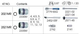 ZESTAW NASADEK 1/4" 19cz. KRÓTKIE, 6-kąt. 4 - 13mm Z GRZECHOTKĄ I AKCESORIAMI, KASETA King Tony 2521MR