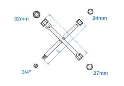 KLUCZ DO KÓŁ KRZYŻOWY 3/4", 24, 27, 32mm King Tony 19932427