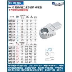 GŁOWICA DO KLUCZA DYNAMOMETRYCZNEGO 9x12mm Z KLUCZEM OCZKOWYM 3/8"  King Tony 34502112S