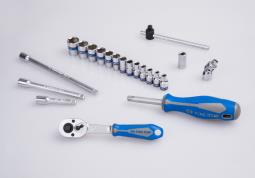 ZESTAW NASADEK 1/4" 24cz. KRÓTKIE, 6-kąt. 4 - 14mm, Z AKCESORIAMI, CHROM, KASETA Z TWORZYWA King Tony 2524MRV