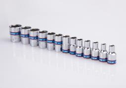 ZESTAW NASADEK 1/4" 24cz. KRÓTKIE, 6-kąt. 4 - 14mm, Z AKCESORIAMI, CHROM, KASETA Z TWORZYWA King Tony 2524MRV