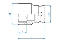 NASADKA KRÓTKA UDAROWA 1/4" 9mm x 23mm, 6-kąt King Tony 253509M