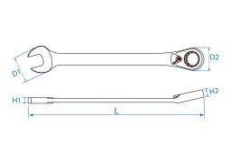 KLUCZ PŁASKO-OCZKOWY Z GRZECHOTKĄ DWUKIERUNKOWĄ 72 ZĘBY Z BLOKADĄ OCZKA 150 x 9mm King Tony 373A09M