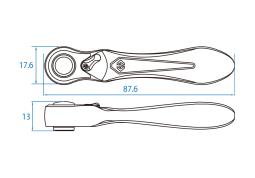 PROMOCJA - GRZECHOTKA MINI 1/4" 60 ZĘBÓW Z UCHWYTEM DO BITÓW 1/4" 87.6mm + UCHWYT 1/4" King Tony 276B-0225