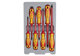 ZESTAW WKRĘTAKÓW IZOLOWANYCH 7cz. POZIDRIV PZ No.1x100, No.2x100, No.3x150, PŁASKIE 4x100, 5,5x125, 6,5x150, 8 King Tony 30607MR