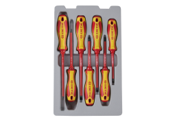 ZESTAW WKRĘTAKÓW IZOLOWANYCH 7cz. POZIDRIV  No.1x100, No.2x100, PŁASKIE 4x100, 5,5x125, 6,5x150, KWADRAT No.1, No.2 King Tony 30607MR02