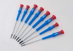 PROMOCJA-ZESTAW WKRĘTAKÓW PRECYZYJNYCH 8cz. KRZYŻAK No.000 - 1 x 75mm, PŁASKIE 1,5 - 3,0 x 75mm, PUDEŁKO King Tony 32118MR