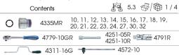 ZESTAW NARZĘDZI 1/2" 24cz. NASADKI KRÓTKIE 6-kąt. 10 - 32mm KASETA King Tony 4325MR