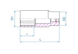 NASADKA DŁUGA 3/8" CALOWA 1/4" x 63mm 12-kąt. Cr-V King Tony 323008S