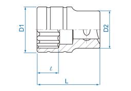 NASADKA KRÓTKA 1/2" CALOWA 19/32" x 37mm 12-kąt. Cr-v King Tony 433019SR