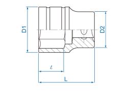 NASADKA KRÓTKA 1/2" 12mm x 38mm, 6-kąt. Cr-v King Tony 433512MR