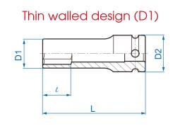 NASADKA DŁUGA UDAROWA CIENKOŚCIENNA 1/2" 21mm x 80mm, 6-kąt, STAL Cr-Mo, DO ALUFELG King Tony 441521M