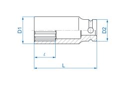 NASADKA DŁUGA UDAROWA 1/2" 13mm x 80mm, 12-kąt King Tony 443013M