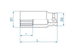 NASADKA DŁUGA UDAROWA 1/2" 1-1/4" x 80mm, 12-kąt King Tony 443040S