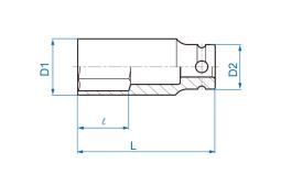 NASADKA DŁUGA UDAROWA 1/2" 36mm x 80mm, 6-kąt King Tony 443536M