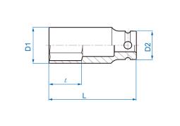 NASADKA DŁUGA UDAROWA 1/2" CALOWA 1-3/16" x 80mm, 6-kąt King Tony 443538S