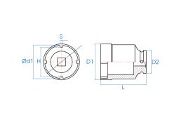 NASADKA DŁUGA 1/2" DO NAKRĘTKI ŁOŻYSKA (TMFS 5) 34,4 x 90mm King Tony 44K938M
