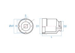 NASADKA DŁUGA 1/2" DO NAKRĘTKI ŁOŻYSKA (TMFS 4) 28,4 x 90mm King Tony 44K932M