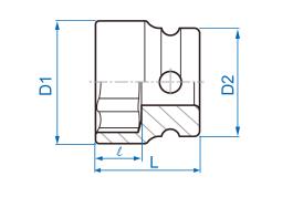 NASADKA KRÓTKA UDAROWA 1/2" 14mm x 28.5mm, 6-kąt King Tony 452514M