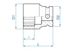 NASADKA KRÓTKA UDAROWA 1/2" 17mm x 38mm, 12-kąt King Tony 453017M