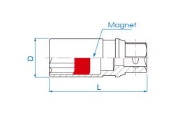 NASADKA DO ŚWIEC 1/2" 21mm x 68mm 12-kąt. WKŁADKA MAGNETYCZNA King Tony 466021