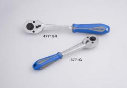PROMOCJA-GRZECHOTKA Z PRZYCISKIEM 1/2" 32 ZĘBY 250mm UCHWYT GUMOWY King Tony 4771-10GR
