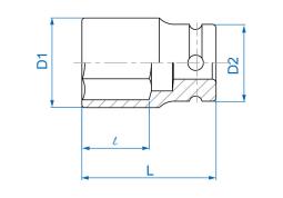 NASADKA KRÓTKA UDAROWA CIENKOŚCIENNA 1/2" 13mm x 52mm, 6-kąt King Tony 483513M