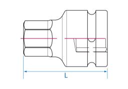 PROMOCJA-NASADKA UDAROWA Z KOŃCÓWKĄ HEX 1" 22mm x 80mm King Tony 801522M
