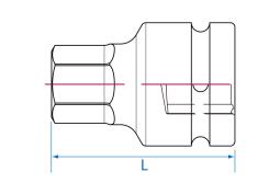 PROMOCJA-NASADKA UDAROWA Z KOŃCÓWKĄ HEX 1" 22mm x 80mm  King Tony 801522M