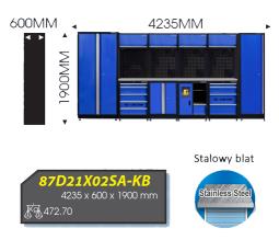 ZESTAW MEBLI WARSZTATOWYCH NUMER 22 (NIEBIESKIE), 4235x600x1900mm King Tony 87D21X02SA-KB