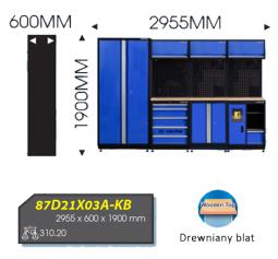 ZESTAW MEBLI WARSZTATOWYCH NUMER 23 (NIEBIESKIE), 2955x600x1900mm King Tony 87D21X03A-KB