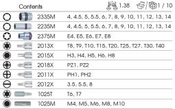 ZESTAW NASADEK 1/4" 65cz. KRÓTKIE / DŁUGIE, 6-kąt. 4 - 14mm Z AKCESORIAMI, WKŁAD Z PIANKI EVA DO WÓZKA King Tony 9-2565MRV