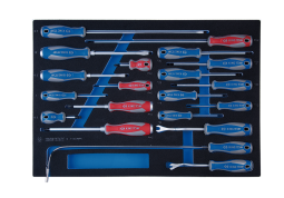 ZESTAW WKRĘTAKÓW 20 cz. KRZYŻAK + PŁASKIE, WKŁAD Z PIANKI EVA DO WÓZKA  King Tony 9-31920MRV