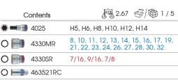 ZESTAW- NASADKI 1/2" 12-KĄT. KRÓTKIE 8 - 32MM, 7/16"-7/8", HEX H5 - H14, NASADKA DO ŚWIEC 21MM, WKŁAD DO SKRZYNKI 87408, 29 CZ.  King Tony 9-4029CR