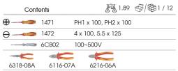 ZESTAW IZOLOWANYCH SZCZYPIEC, WKRĘTAKÓW + PRÓBNIK, WKŁAD DO WÓZKA King Tony 9-40618GP