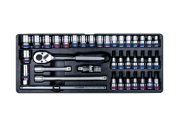 ZESTAW NASADEK 1/2" 38cz. KRÓTKIE 6-kąt. 10 - 32mm, HEX 4 - 12, ZESTAW WKRĘTAKÓW, TORX T25 - T40 Z AKCESORIAMI, WKŁAD DO SKRZYNI King Tony 9-4338MR