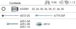 ZESTAW 14 CZ. NASADKI 3/4" 6-KĄT. KRÓTKIE 33 - 50MM, Z AKCESORIAMI, WKŁAD Z PIANKI EVA DO WÓZKA King Tony 9-6314MRV