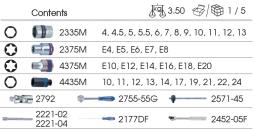 ZESTAW NASADEK 1/4" + 1/2" 40cz. 4 - 13mm, E4 - E20 Z AKCESORIAMI, CHROM + UDAROWE DŁUGIE 10 -24mm, WKŁAD DO WÓZKA King Tony 9-7540MR