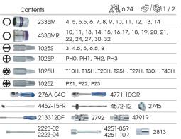 ZESTAW NASADEK 1/4" ORAZ 1/2" 60cz. KRÓTKIE 6-kąt. 4 - 32mm Z AKCESORIAMI, WKŁAD Z PIANKI EVA DO WÓZKA King Tony 9-7560MRV01