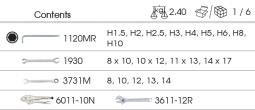 ZESTAW NARZĘDZI 20cz. - KLUCZE PŁASKO-OCZKOWE Z GRZECHOTKĄ JEDNOKIERUNKOWĄ 5cz. 8 - 14mm, IMBUSY 9 szt. 1120, WKŁAD DO WÓZKA  King Tony 9-91120MR