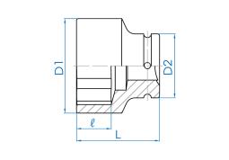 NASADKA KRÓTKA UDAROWA 1-1/2" 32mm x 80mm, 6-kąt King Tony 953532M