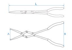 SZCZYPCE EKSTRA DŁUGIE WĄSKIE Z PODWÓJNYM PRZEGUBEM PROSTE, 340mm  King Tony 6329-13C