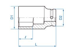NASADKA DŁUGA UDAROWA 3/4" CALOWA 1-1/8" x 90mm, 6-kąt. King Tony 643536S