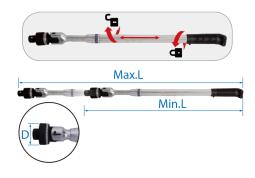 PRZEGUBOWA GRZECHOTKA TELESKOPOWA 3/4" 24 ZĘBY 610mm - 960mm CHROM, UCHWYT GUMOWY  King Tony 6482-24G