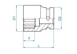 NASADKA KRÓTKA UDAROWA 3/4" 63mm x 80mm, 12-kąt. King Tony 653063M