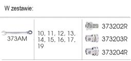 ZESTAW KLUCZY PŁASKO-OCZKOWYCH Z GRZECHOTKĄ DWUKIERUNKOWĄ 373A 12cz. 10-19mm, Z ADAPTERAMI DO NASADEK, WKŁAD DO WÓZKA King Tony 9-102A12MR